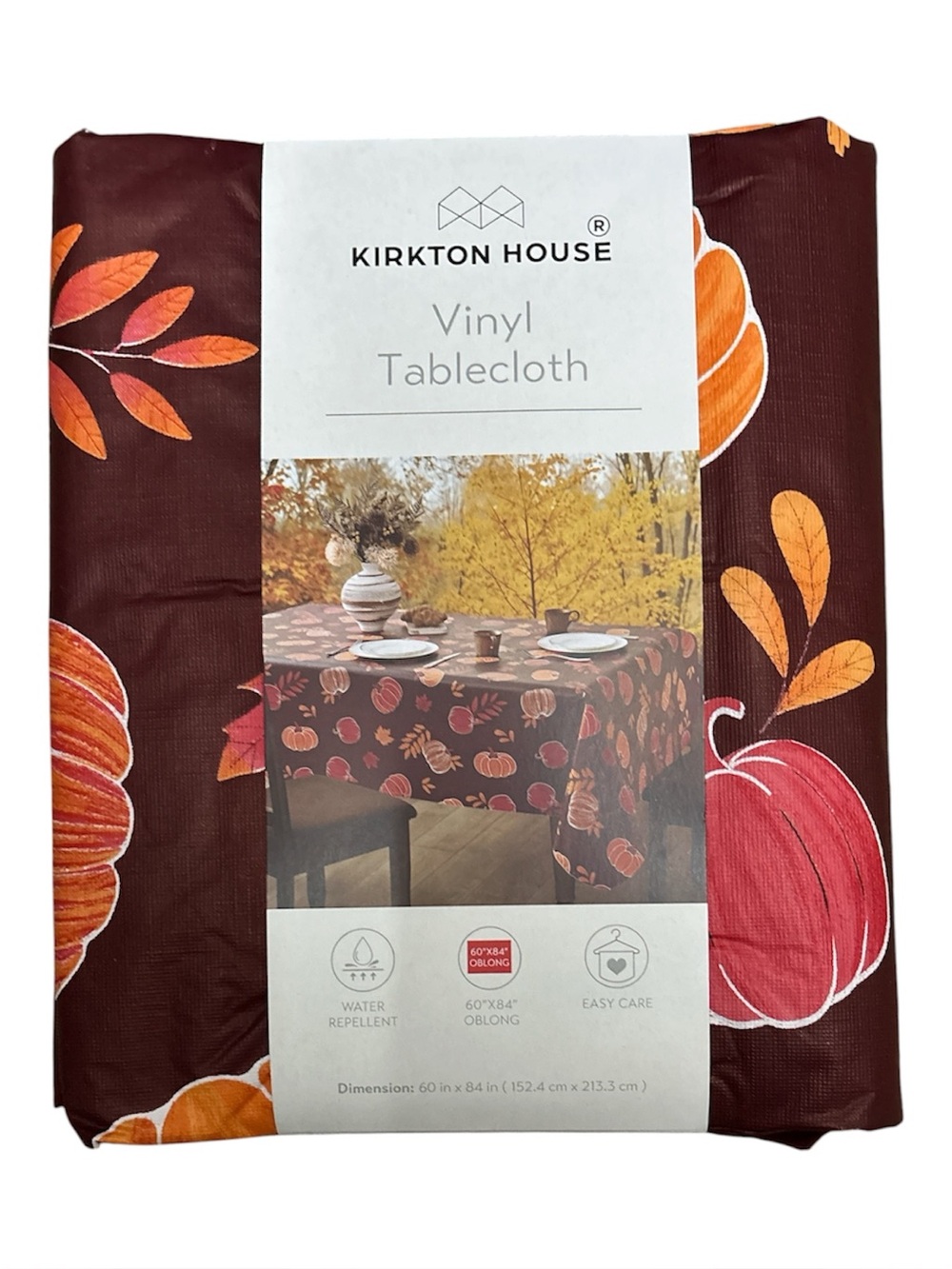 Kirkton House Brown Pumpkin Fall Vinyl Tablecloth